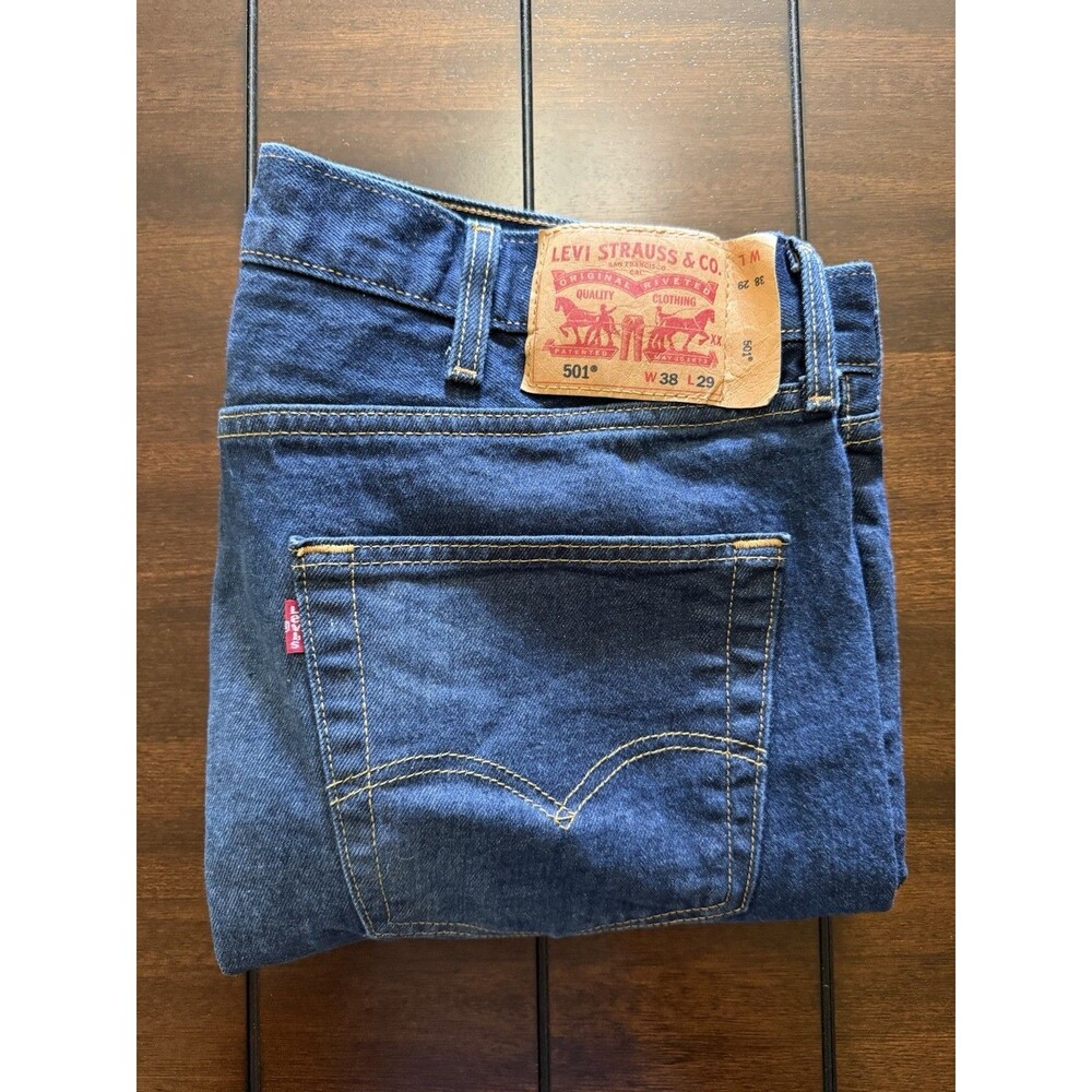 🔥NEW Men's Levi's 501 Button Fly Original Fit Dark Wash Blue Jeans 38x29